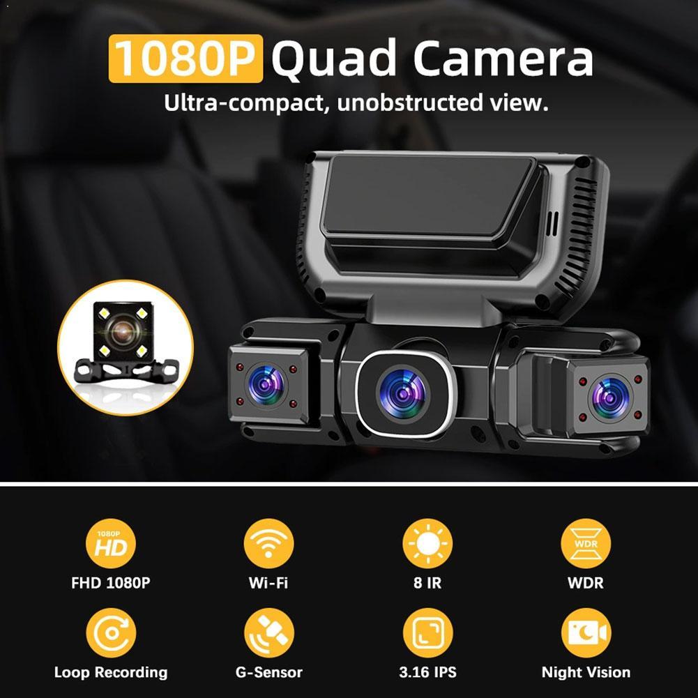 Panoramic Dash Cam 360 - New WIFI 4Channel 360 Degree Car