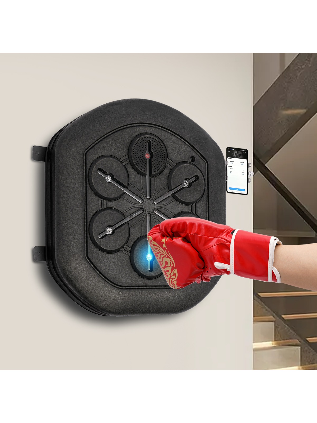 Led Gloves Music - Smart Music Boxing Machine with Bluetooth,Wall-Mounted