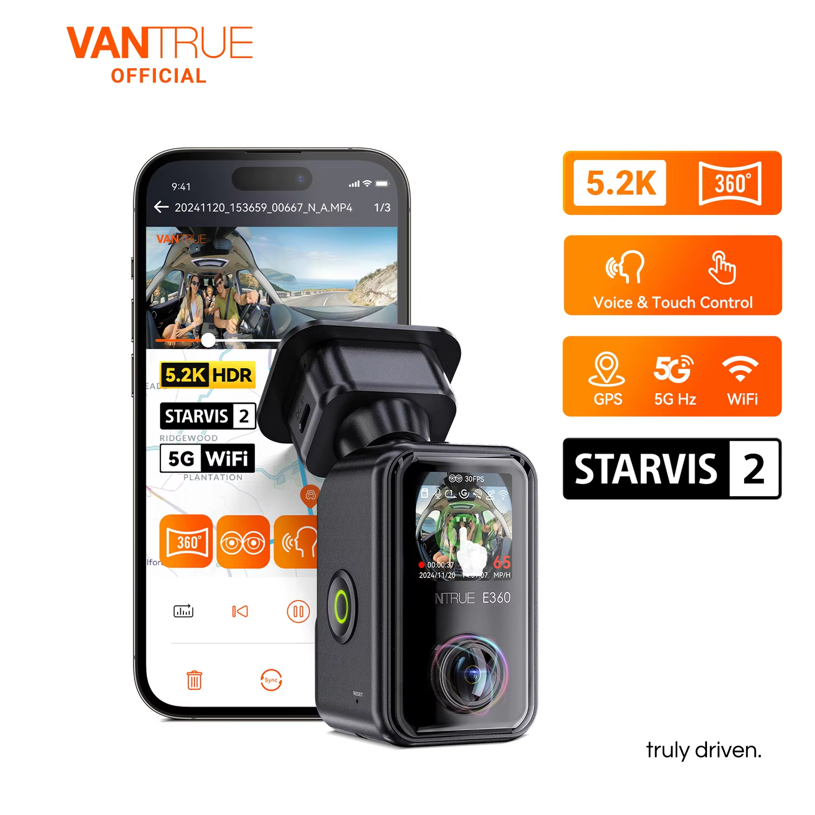 Vantrue E360 Dashcam 360° 5.2K - Panoramic Dash Cam 360 review and price