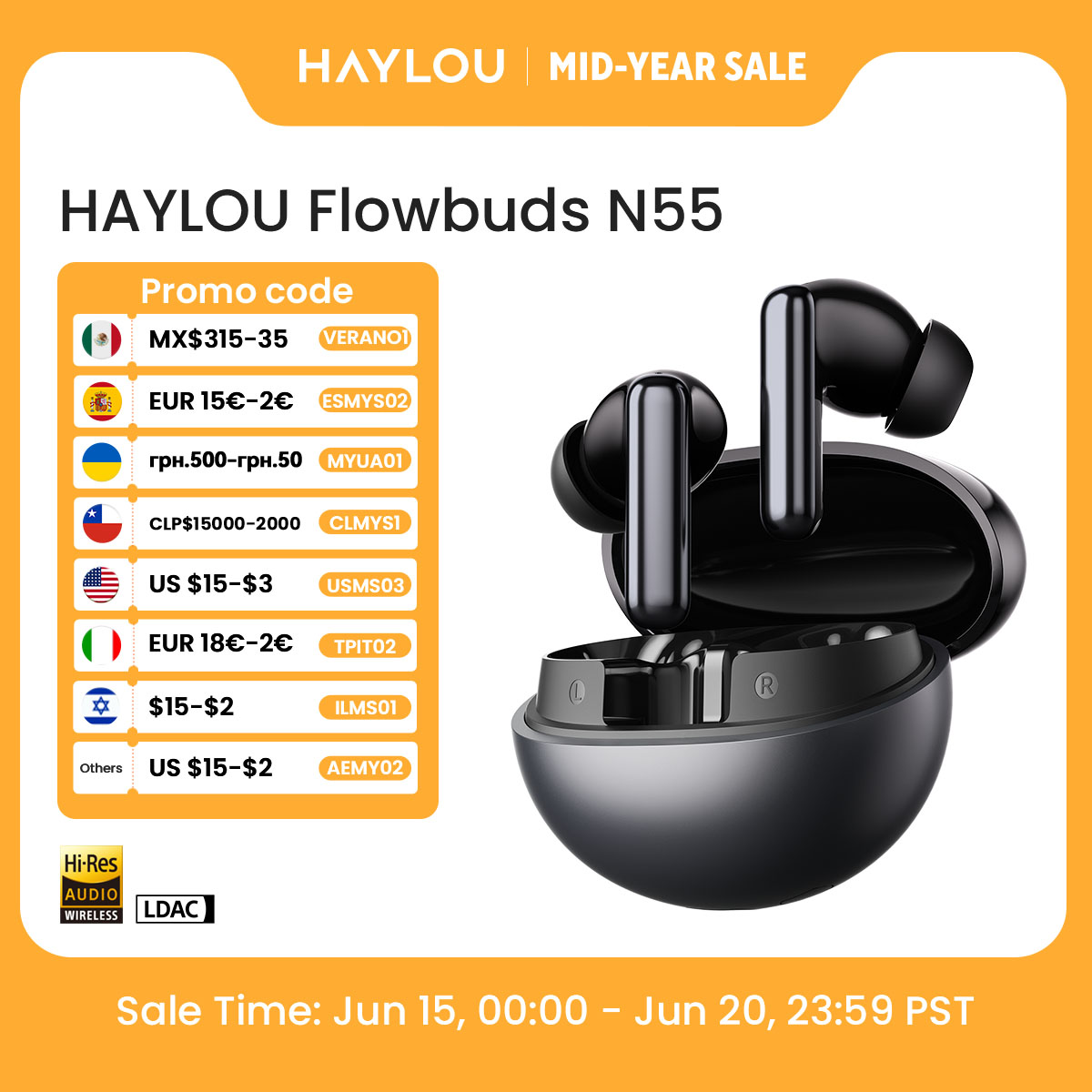 HAYLOU Flowbuds N55 Wireless E - Earbuds Anc Wireless review and price